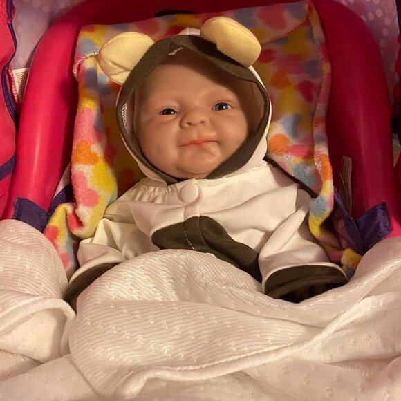 🆕14 inch Full Body Platinum Silicone Bald Baby Dolls Girl With Feeding kit - Picture 2 of 9